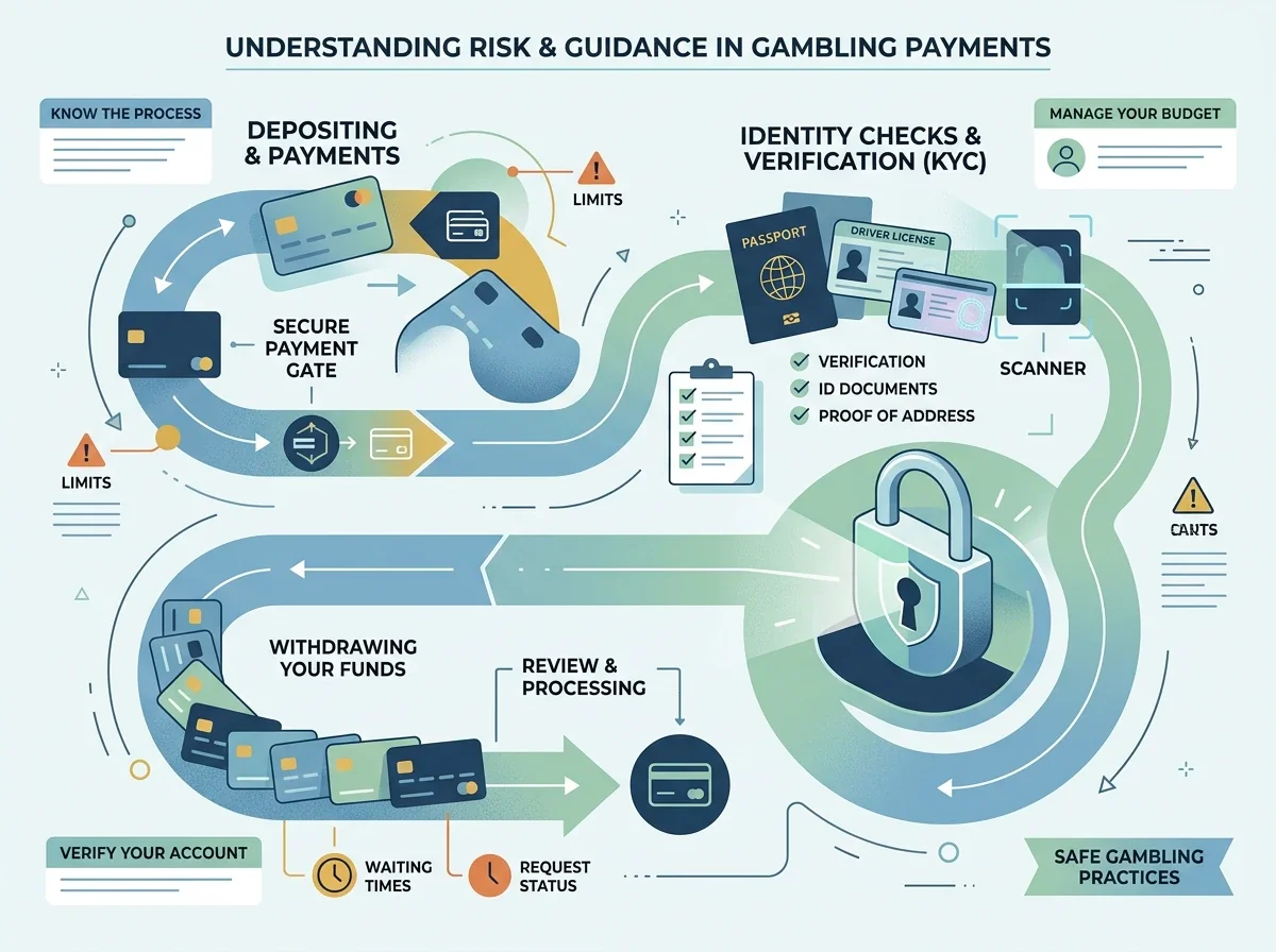 Risk map for gambling payments, identity checks and withdrawal terms